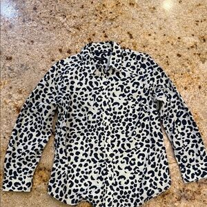 Talbots Black and green Leopard Print Button Down Shirt